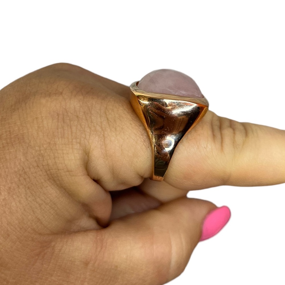 Bronze Milor Italy size 10 Rose Quartz ring - Picture 4 of 5